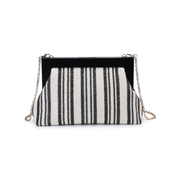 Margot Black White Woven Clutch