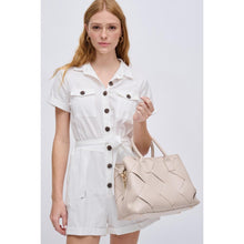 CREAM WOVEN VEGAN LEATHER SATCHEL