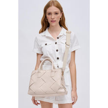 CREAM WOVEN VEGAN LEATHER SATCHEL