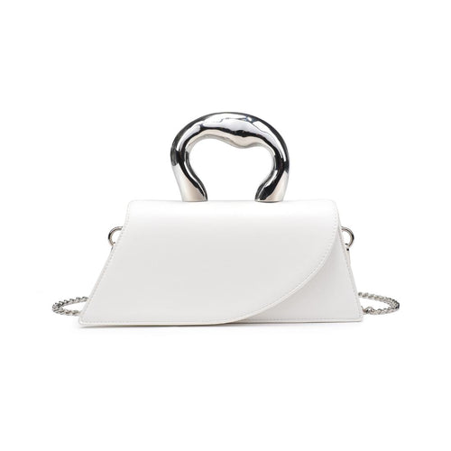 Alexander White Vegan Leather Metal Handle Crossbody