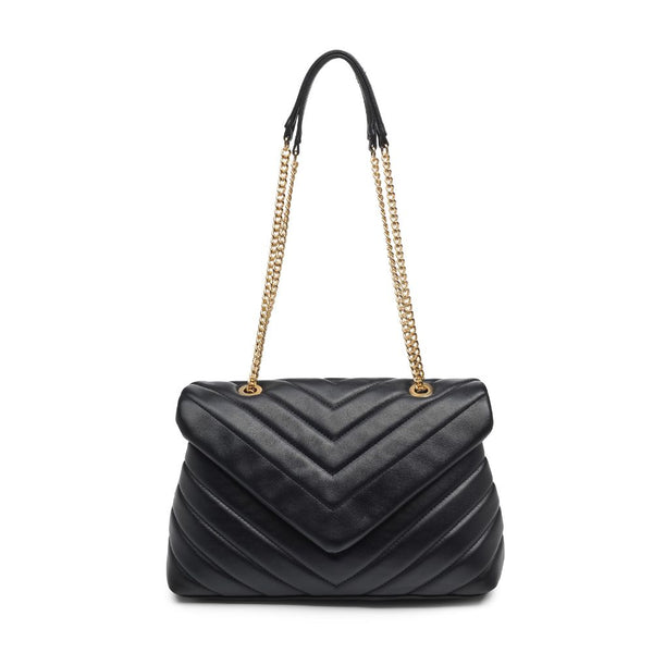 BLACK VEGAN LEATHER QUILTED CROSSBODY