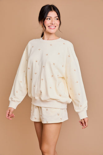 Ribbon Embroidered Sweatshirt