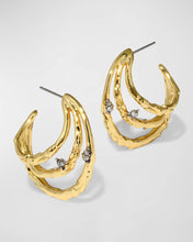 BRUT GOLD CRYSTAL THORN ORBIT HOOP EARRING