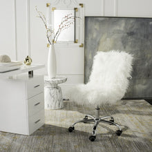 Whitney Swivel Office Chair-Faux Sheepskin