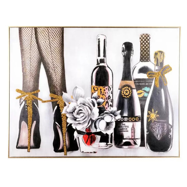 Champagne and Heels Rhinestone Wall Art 24x36