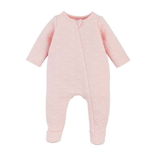 QUILTED HEART SLEEPER- PINK 0-3M