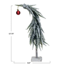 17-3/4" FAUX EVERGREEN TREE WITH RED BALL ORNAMENT