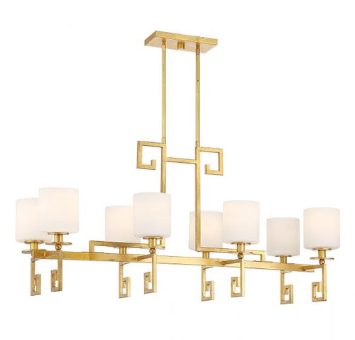 QUATRAIN 8-LIGHT LINEAR CHANDELIER, TRUE GOLD