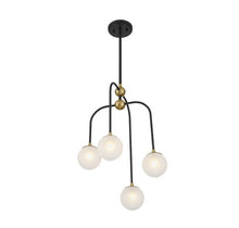 COUPLET 4-LIGHT CHANDELIER, MATTE BLACK W/ WARM BRASS ACCENTS