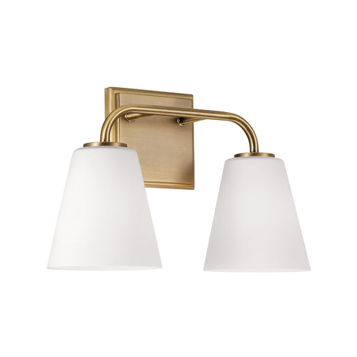 BRODY 2-LIGHT VANITY, AGED BRASS