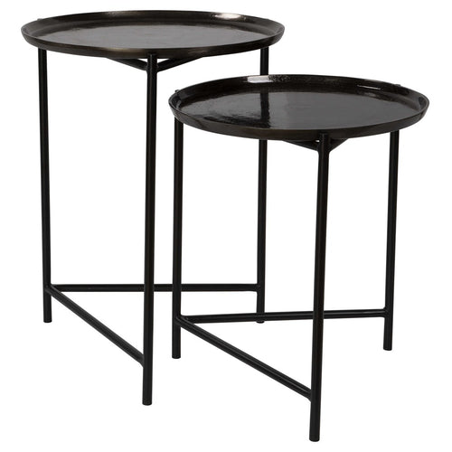 BURNETT NESTING TABLES S/2, DARK NICKEL