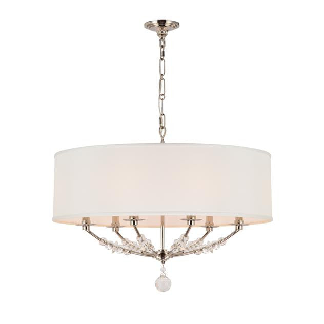 MIRAGE 6 LIGHT DRUM SHADE CHANDELIER POLISHED SILVER