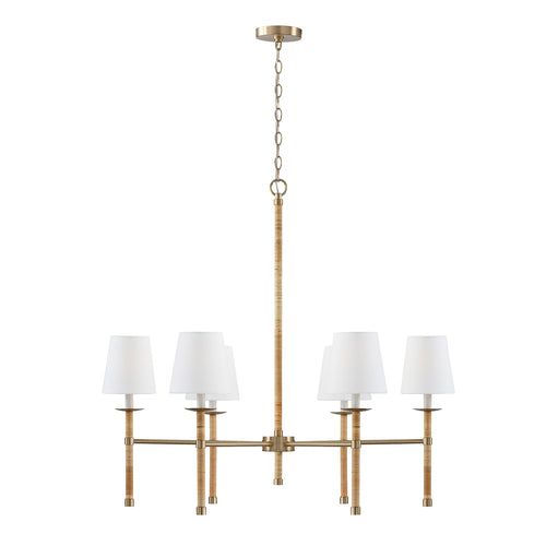 TULUM 6-LIGHT CHANDELIER, MATTE BRASS