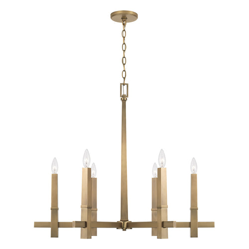 BLAKE 6-LIGHT CHANDELIER, AGED BRASS