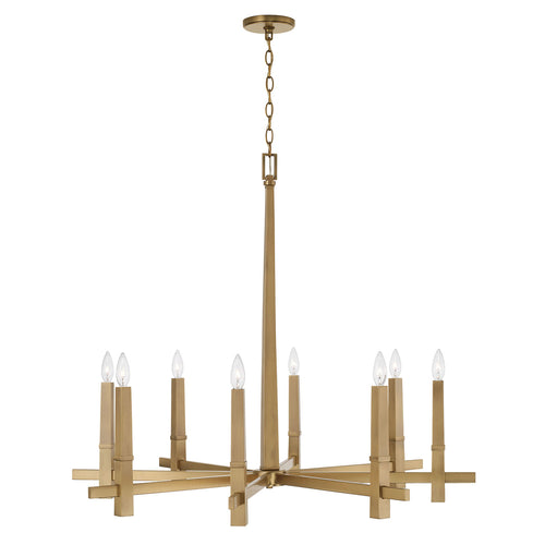 BLAKE 8-LIGHT CHANDELIER, AGED BRASS