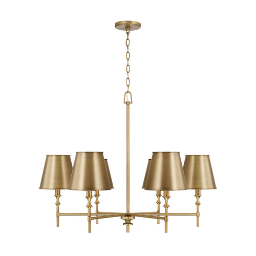 WHITNEY 6-LIGHT CHANDELIER, AGED BRASS