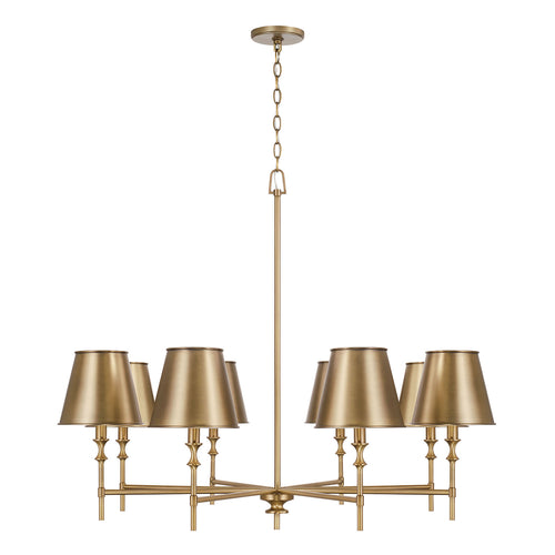 WHITNEY 8-LIGHT CHANDELIER, AGED BRASS