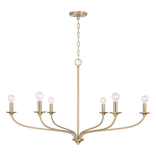 DOLAN 6-LIGHT CHANDELIER, MATTE BRASS