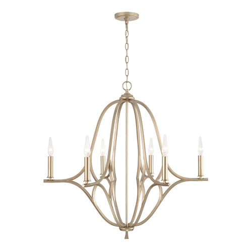 CLAIRE 6-LIGHT CHANDELIER, BRUSHED CHAMPAGNE