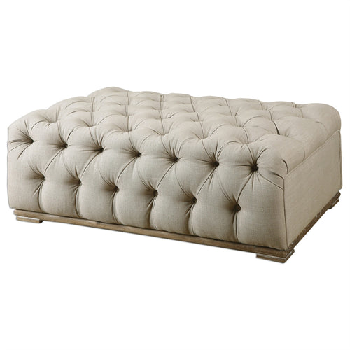 Linen Tufted Ottoman, Home Furnishings, Laura of Pembroke