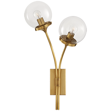 Kate Spade Round Globe Right Sconce in Soft Brass with Clear Glass, Lighting, Laura of Pembroke