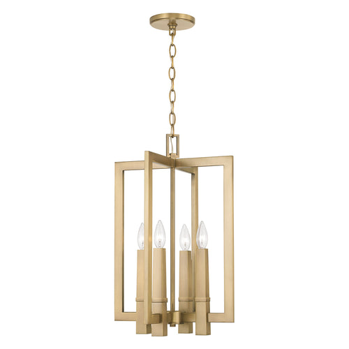 BLAKE 4-LIGHT FOYER, AGED BRASS