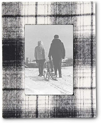 B&W PLAID PHOTO FRAME - S