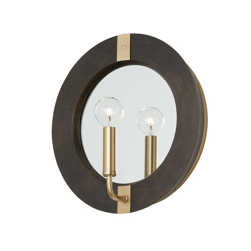 FINN 1-LIGHT SCONCE, BLACK STAIN AND MATTE BRASS