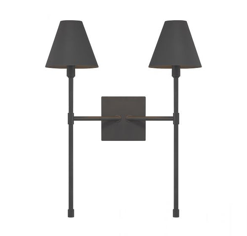 JEFFERSON 2-LIGHT WALL SCONCE, MATTE BLACK