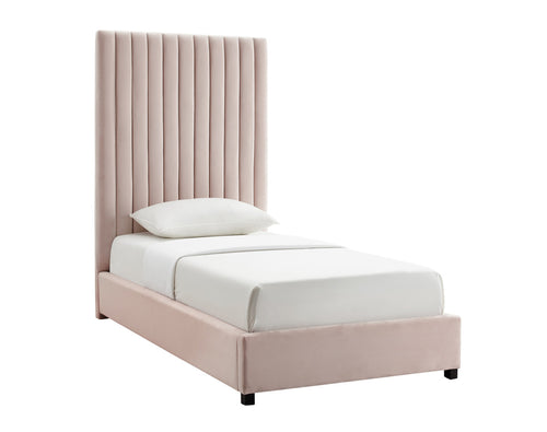 ARABELLE BLUSH VELVET TWIN BED