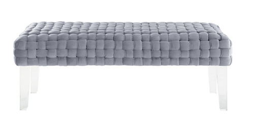 GREY VELVET BENCH