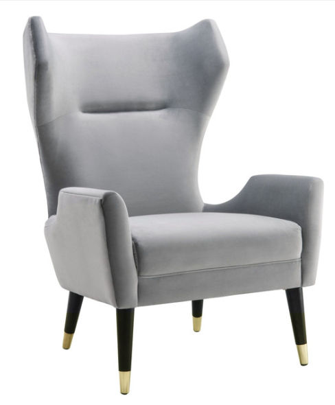 LOGAN GREY VELVET CHAIR