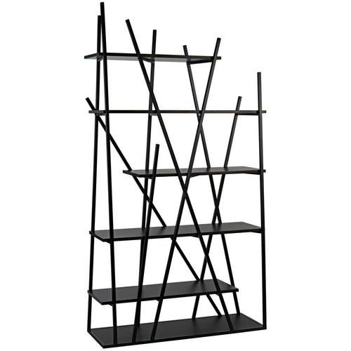 BOTTA BOOKCASE, BLACK STEEL WITH EBONY WALNUT