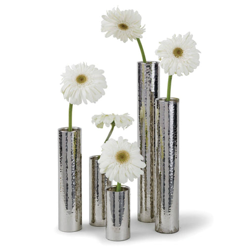 HAMMERED BUD VASE, POLISHED NICKEL