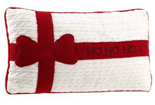 HO HO HO BOW PILLOW