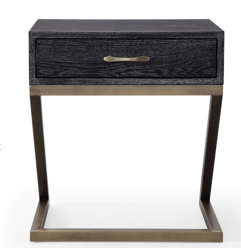 MASON BLACK SIDE TABLE, BRUSHED GOLD