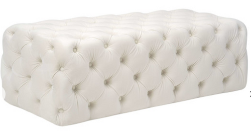 KAYLEE CREAM VELVET TUFTED OTTOMAN