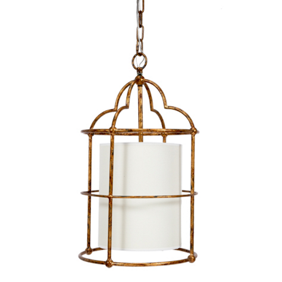 Gold Pendant with Linen Shade, Lighting, Laura of Pembroke