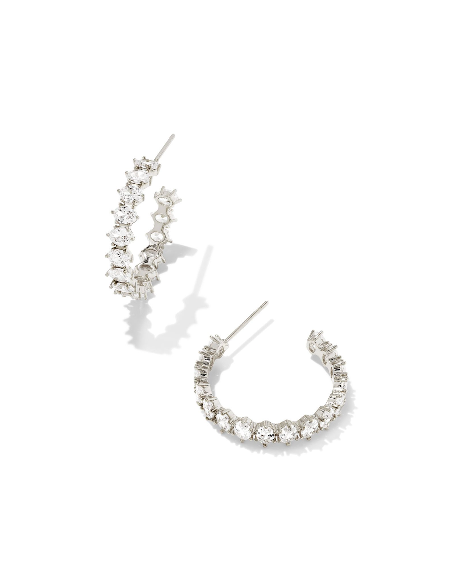 Cailin Crystal Rhodium CZ Hoop Earring