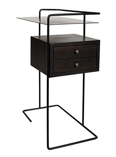 MASSIMO SIDE TABLE - BLACK STEEL AND WALNUT