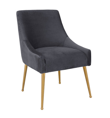 BEATRIX PLEATED GREY VELVET DINING CHAIR