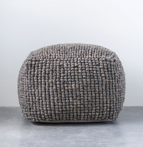 Wool Pouf, Grey