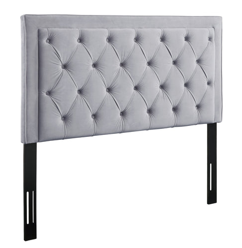 Gray Velvet Headboard-Queen