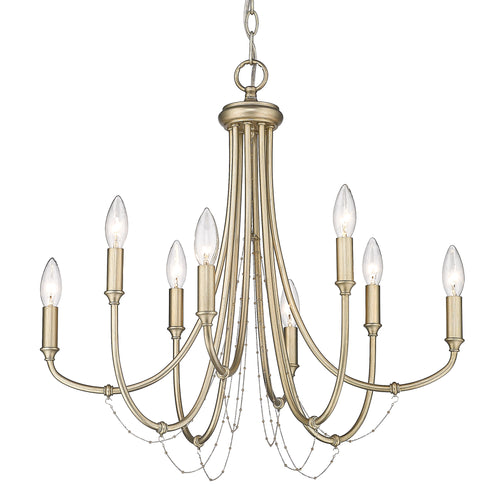 Kamila 8 Light Chandelier in White Gold